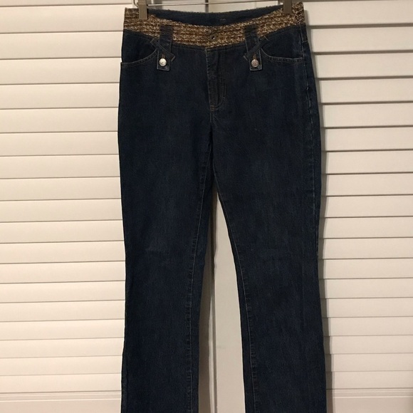 VINTAGE Jeanology bootcut jeans embroidery waist 0 - Picture 1 of 5
